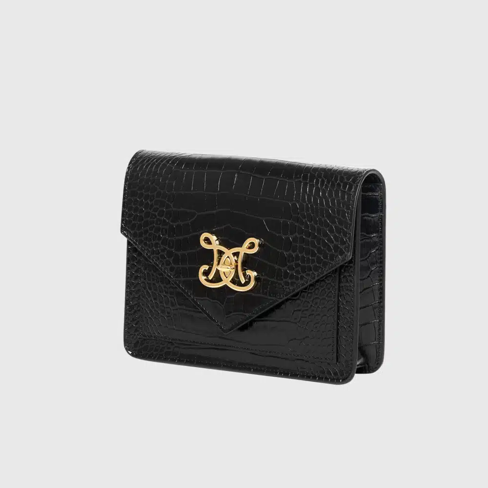 Envelope Faux Croc - Onyx Black