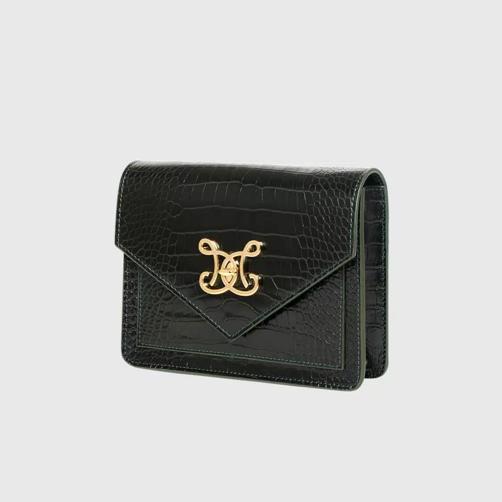 Envelope Faux Croc - Deep Evergreen