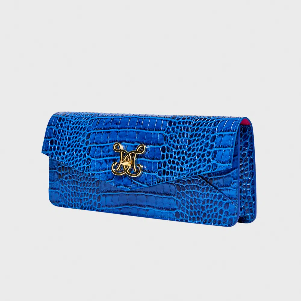 ENVELOPE CUT FAUX CROC - CAPRI BLUE