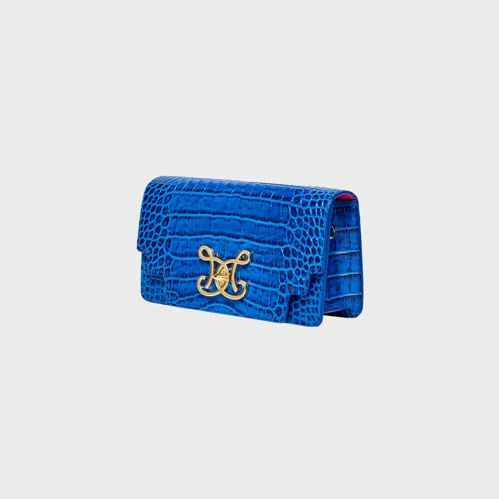 MINIBOX CUT FAUX CROC - CAPRI BLUE